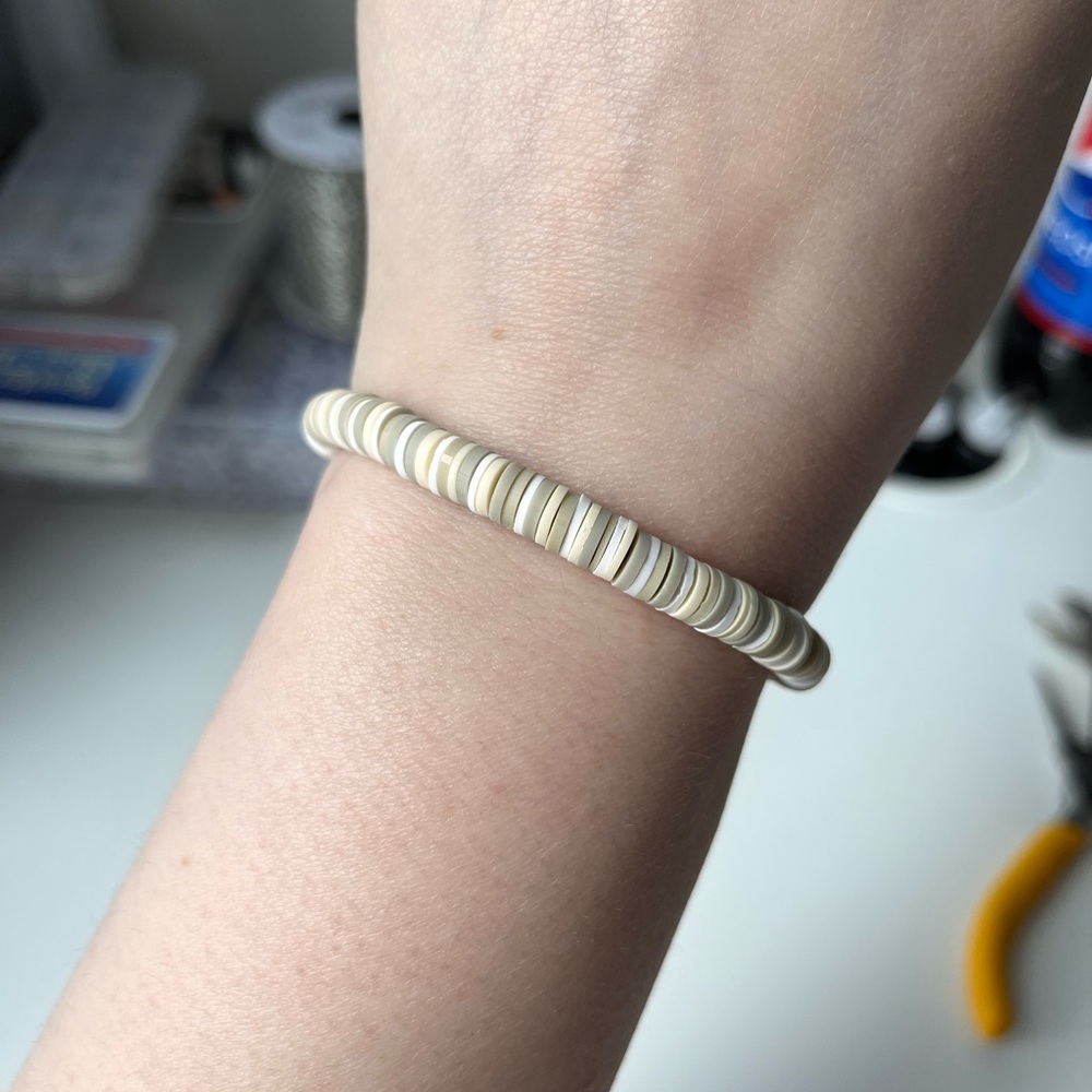 Nude Clay Beaded Stretchy Bracelet